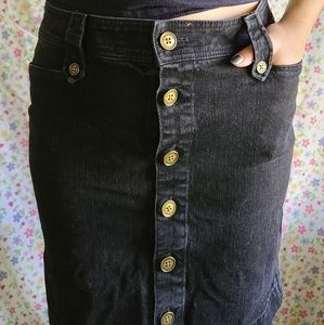 Vintage American Living Black Denim Skirt Size 8